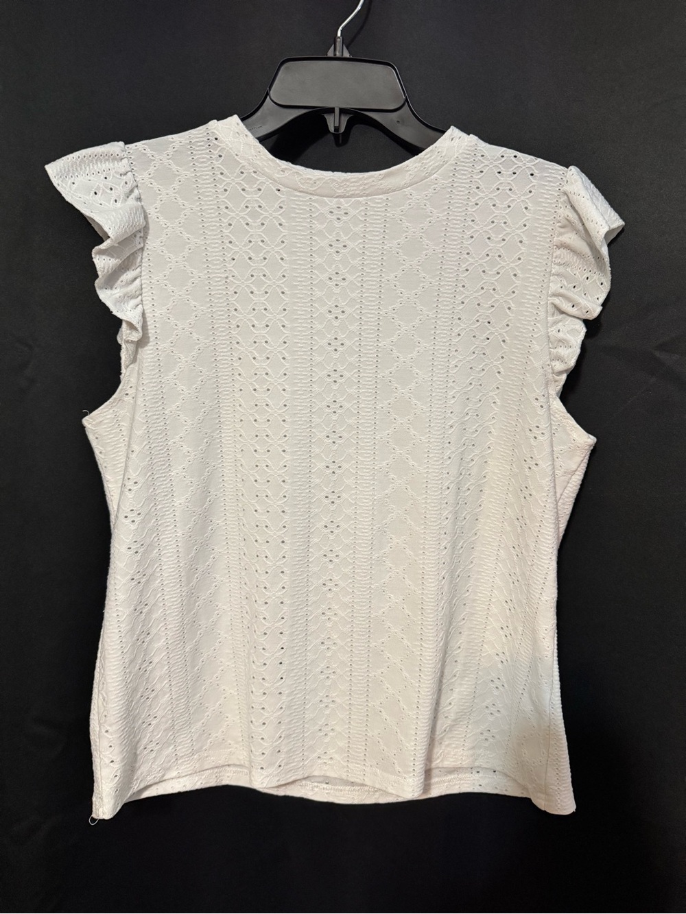 Women’s White Eyelet Flutter Sleeve Top